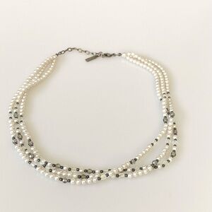 Napier Necklace 3 strands faux pearls 16”+3”
